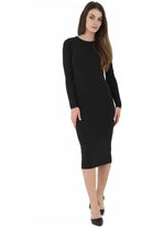 Bodycon Stretch Plain Midi Dress Dress WearAll Black 8-10
