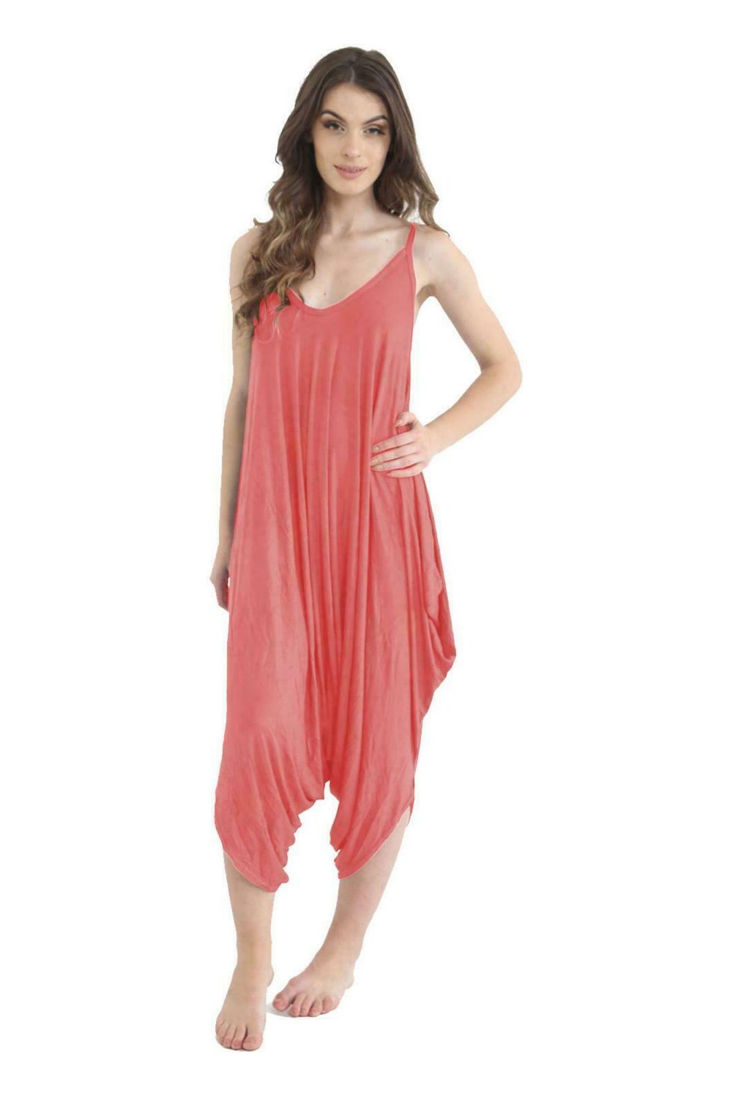 Plus Size Lagenlook Strappy Baggy Harem Jumpsuit 16-22 Jumpsuit WearAll Neon Pink One Size Fits 16-22