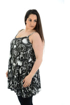 Plus Size Skull Roses Print Strappy Mini Dress Vest Top Dress WearAll