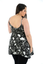 Plus Size Skull Roses Print Strappy Mini Dress Vest Top Dress WearAll