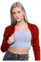 Long Sleeve Beaded Bolero Shrug Tops WearAll Red 8-10