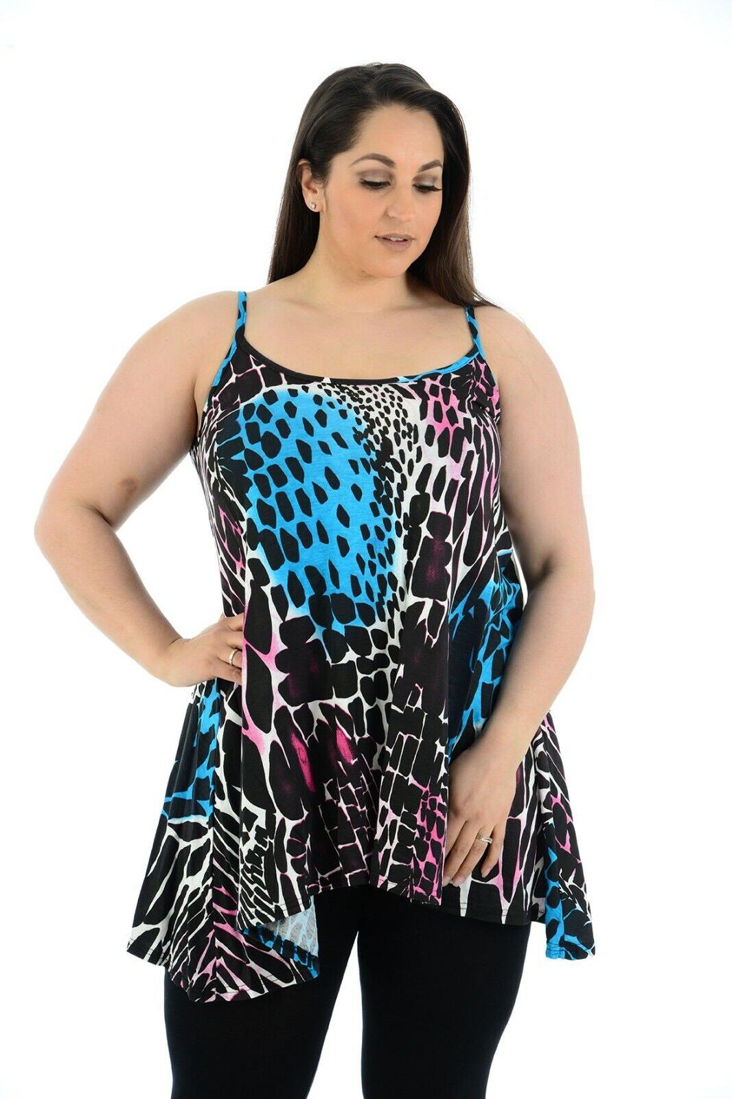 Abstract Animal Paisley Print Vest Top Tops WearAll Turquoise 12-14