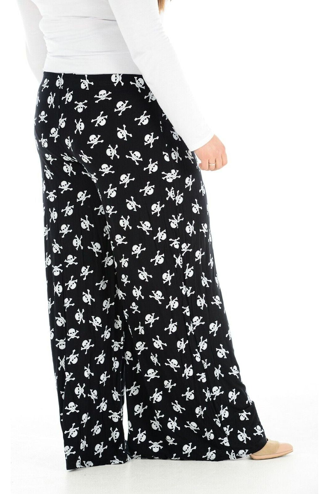 Plus Size Skull Bones Print Palazzo Trouser Palazzo WearAll