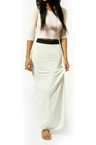 Pencil Long Maxi Skirt Elasticated Waist Skirt WearAll White 12-14