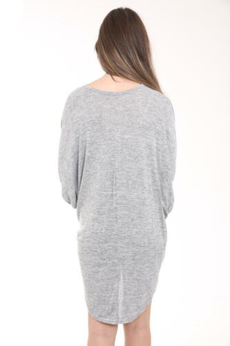 Plus Size Plain Batwing Dip Hem Baggy Top Tops WearAll