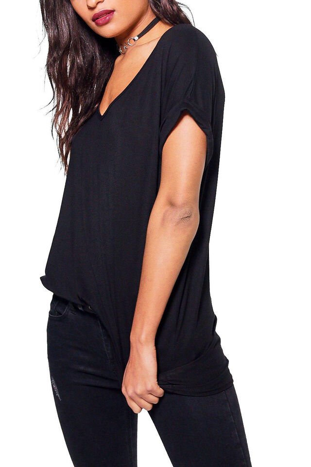 Plus Size Short Turn Up Sleeve Baggy Top Tops WearAll