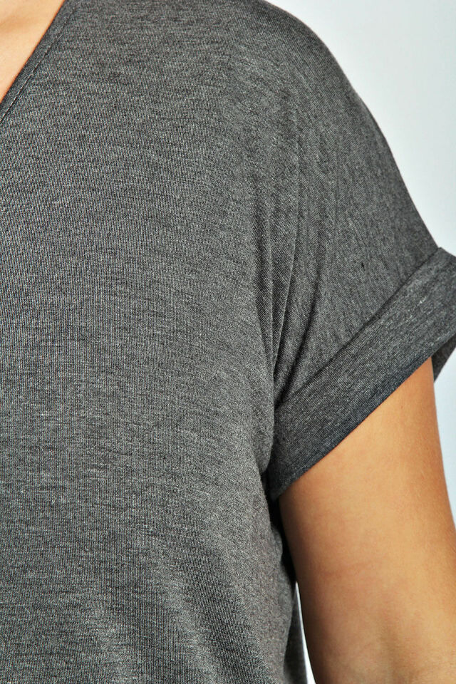 Plus Size Short Turn Up Sleeve Baggy Top Tops WearAll