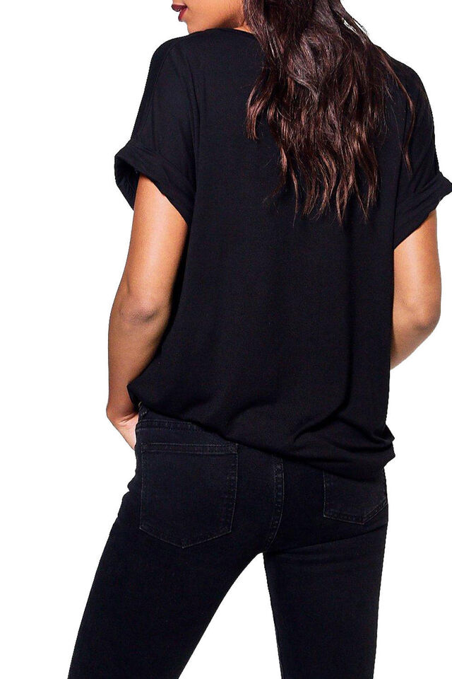 Plus Size Short Turn Up Sleeve Baggy Top Tops WearAll