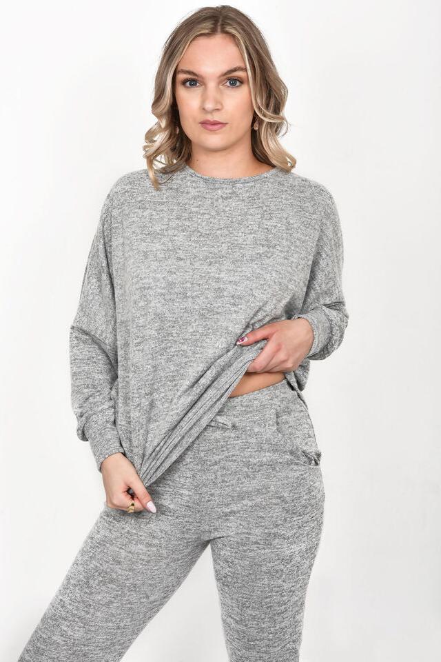 Dip Hem Top And Joggers Loungewear Tops WearAll