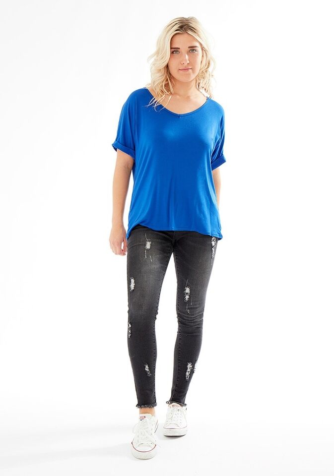 Plus Size Short Turn Up Sleeve Baggy Top Tops WearAll