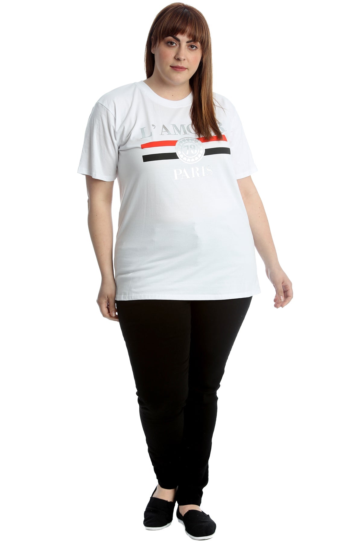 Amour Paris Print Baggy Short Sleeve T-Shirt Tops WearAll