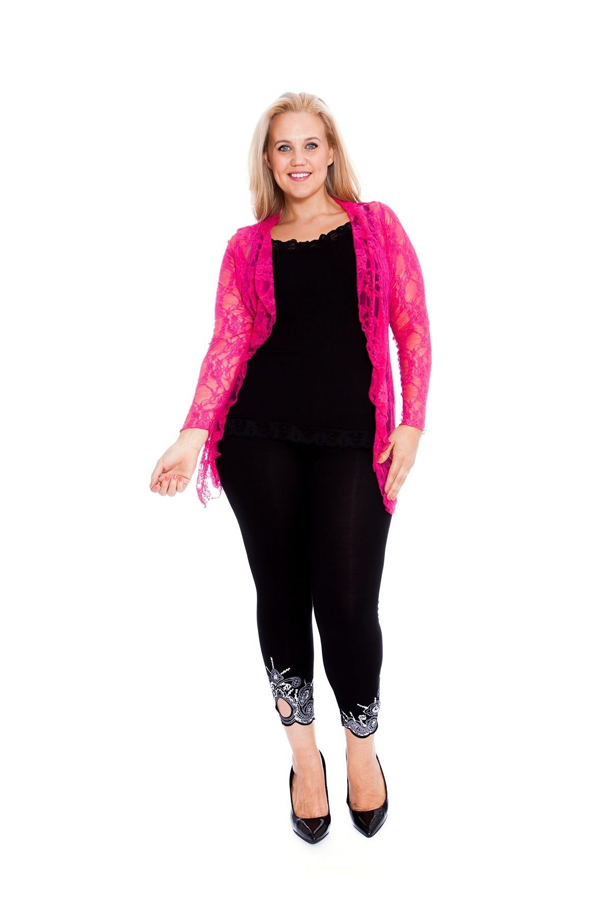 Floral Lace Open Cardigan Waterfall Top Tops WearAll