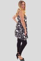 Skull Roses Print Strappy Mini Dress Vest Top Dress WearAll