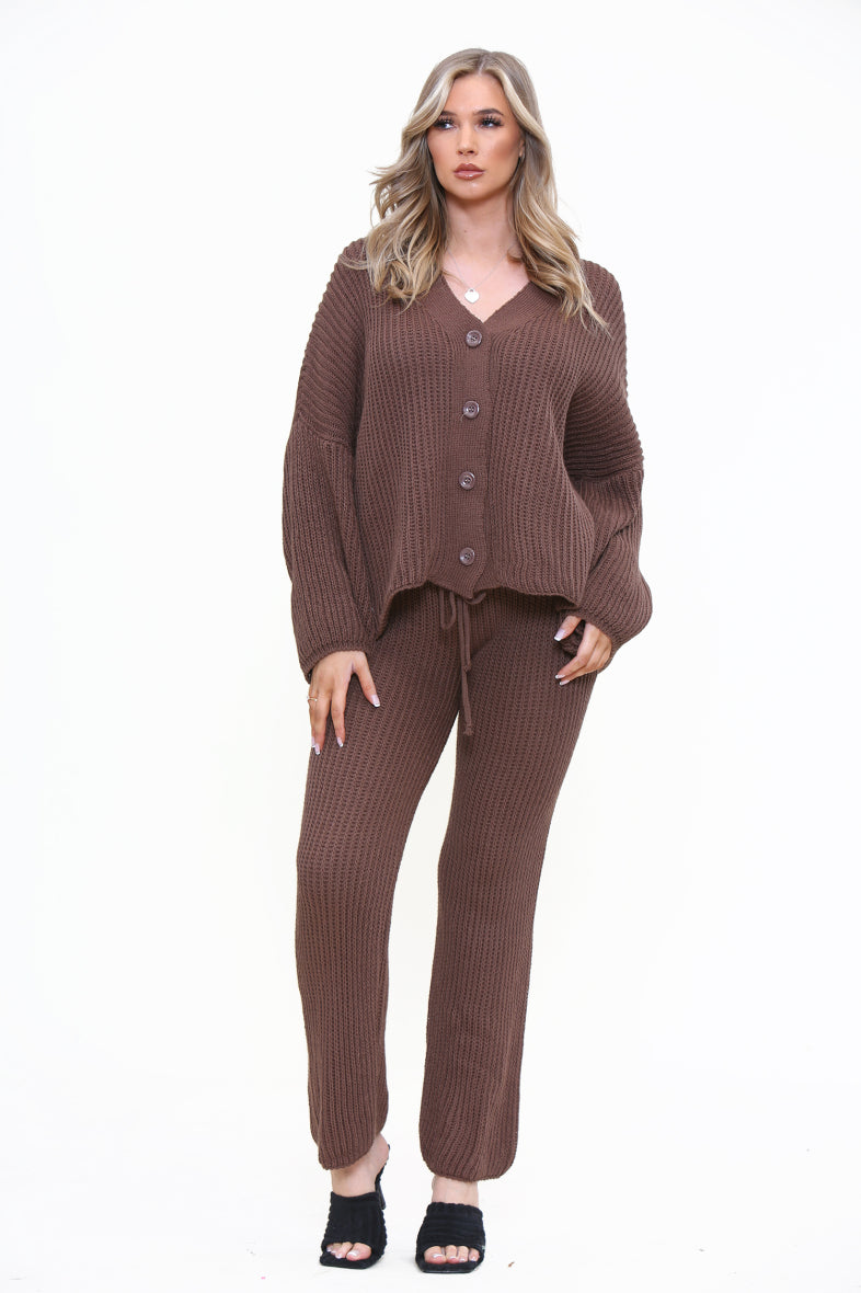 Chunky Knitted Button Up Set Loungewear WearAll