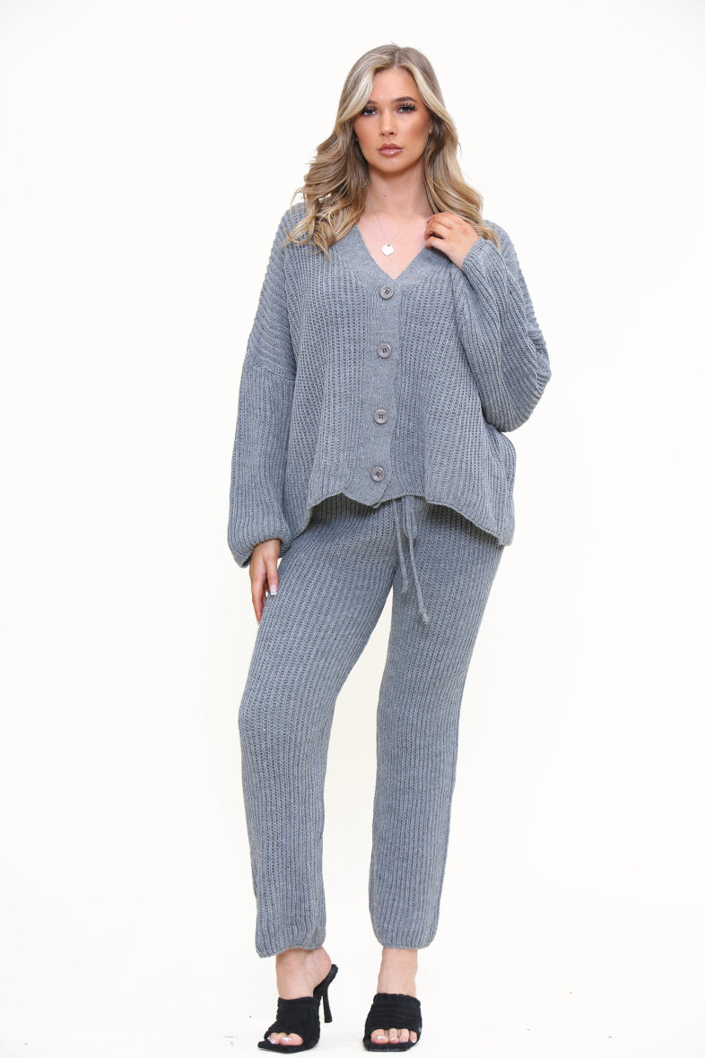Chunky Knitted Button Up Set Loungewear WearAll