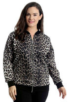 Plus Leopard Print Bomber Jacket Jacket WearAll Black 22-24
