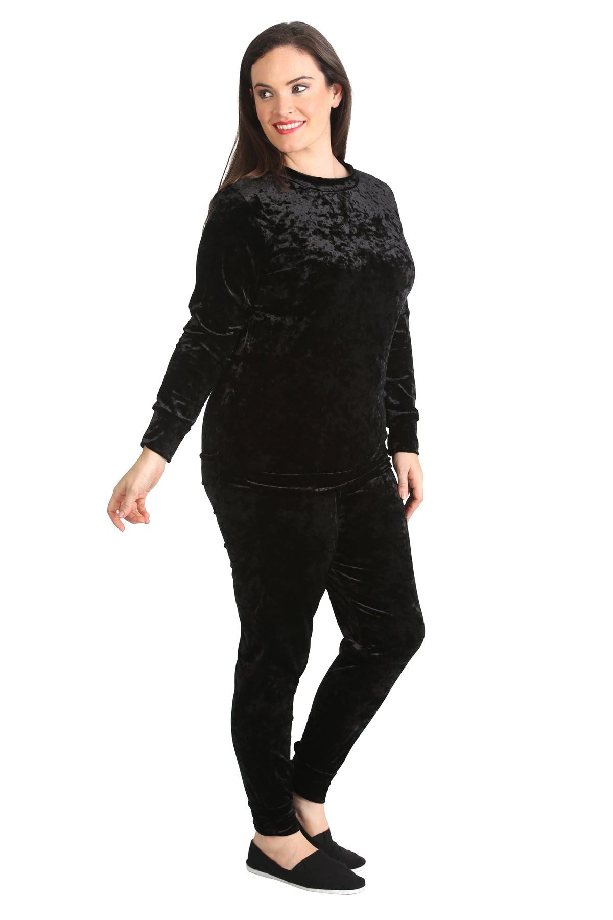 Velour Loungewear Set Co-ord Suit Loungewear WearAll Black 14
