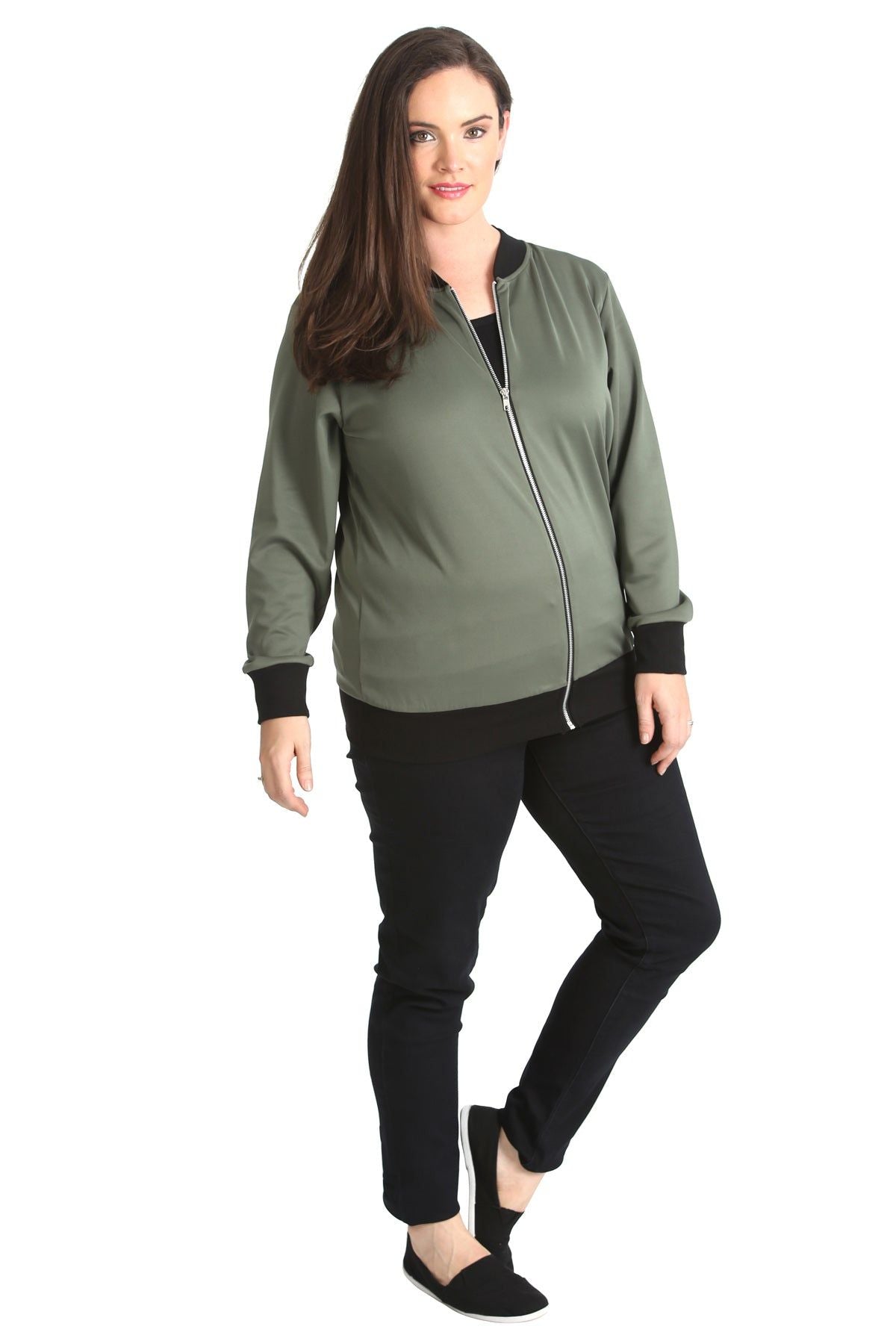 Plain Bomber Jacket Sleeve Top Jacket WearAll