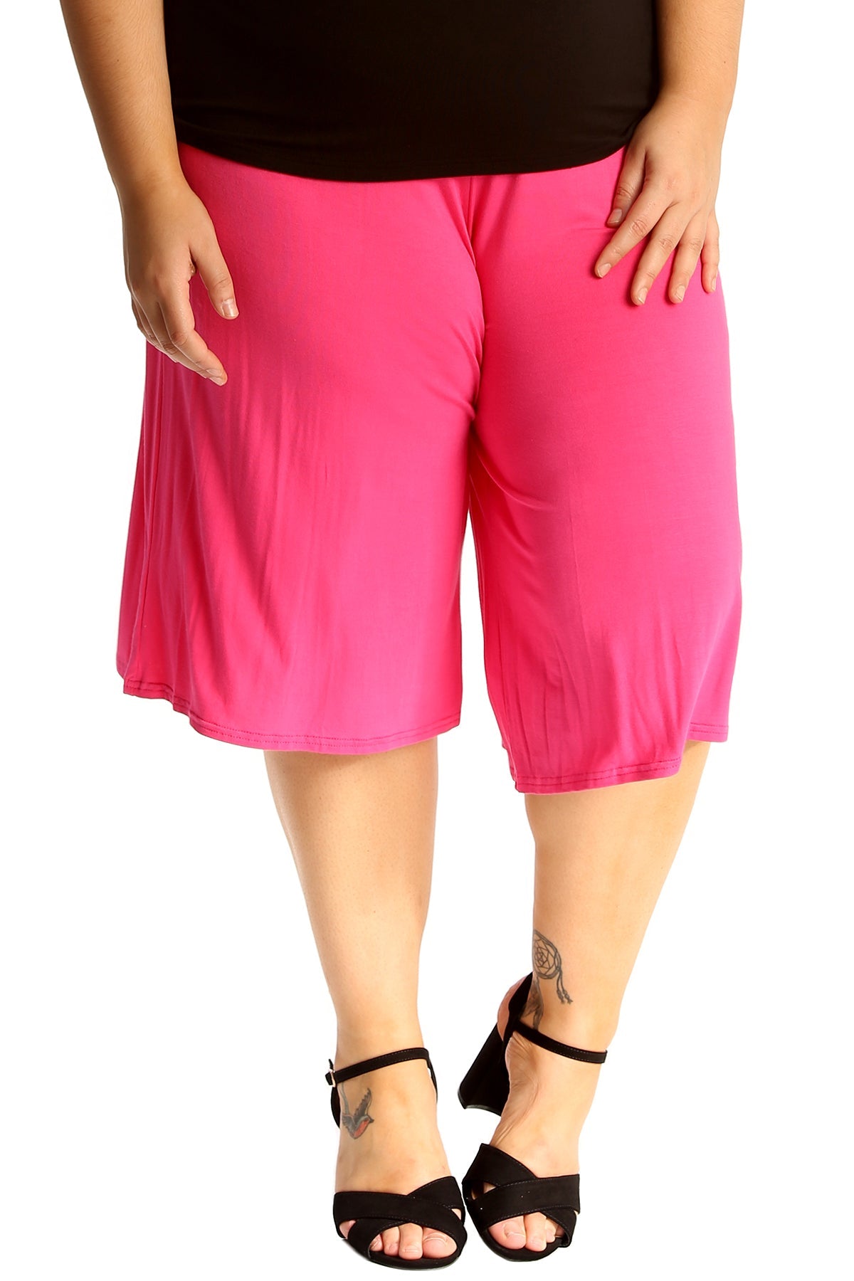 Plus Size Plain Viscose Culottes Shorts WearAll
