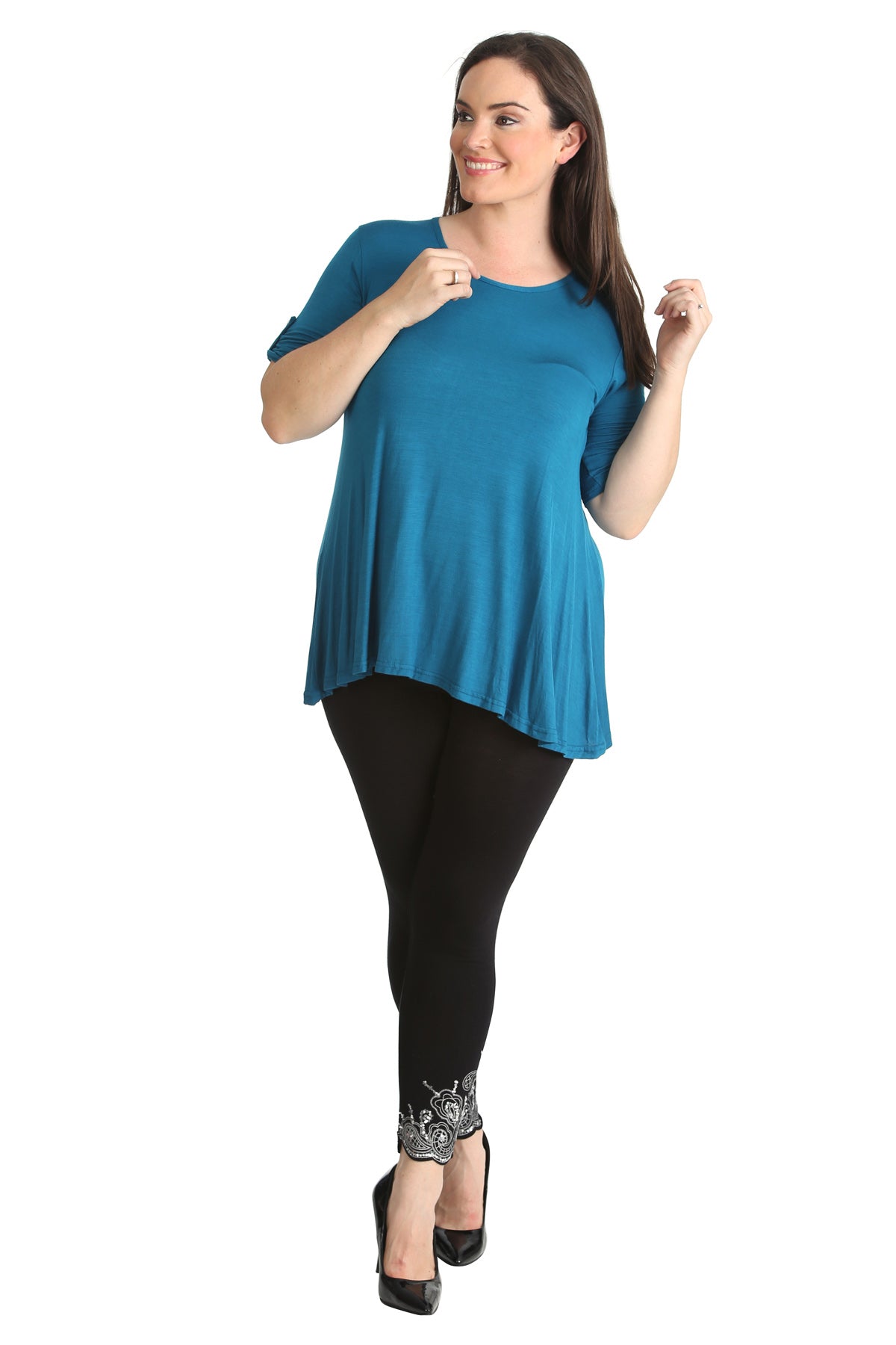 Womens Scoop Neck Flared Ladies Plain Tops Tops WearAll