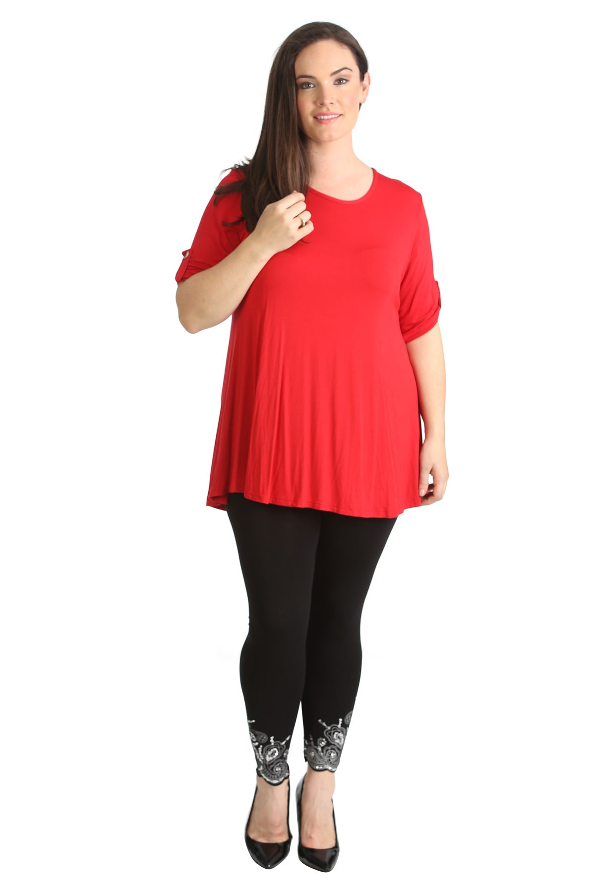 Womens Scoop Neck Flared Ladies Plain Tops Tops WearAll