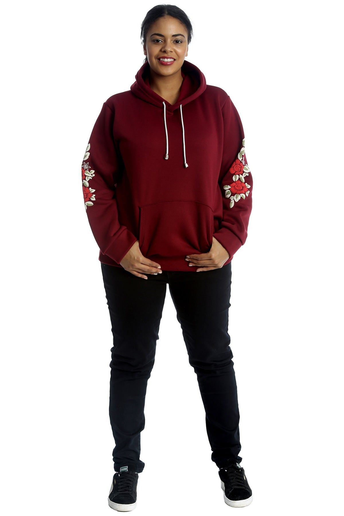 Embroidered Pouch Pocket Sweatshirt Tops WearAll