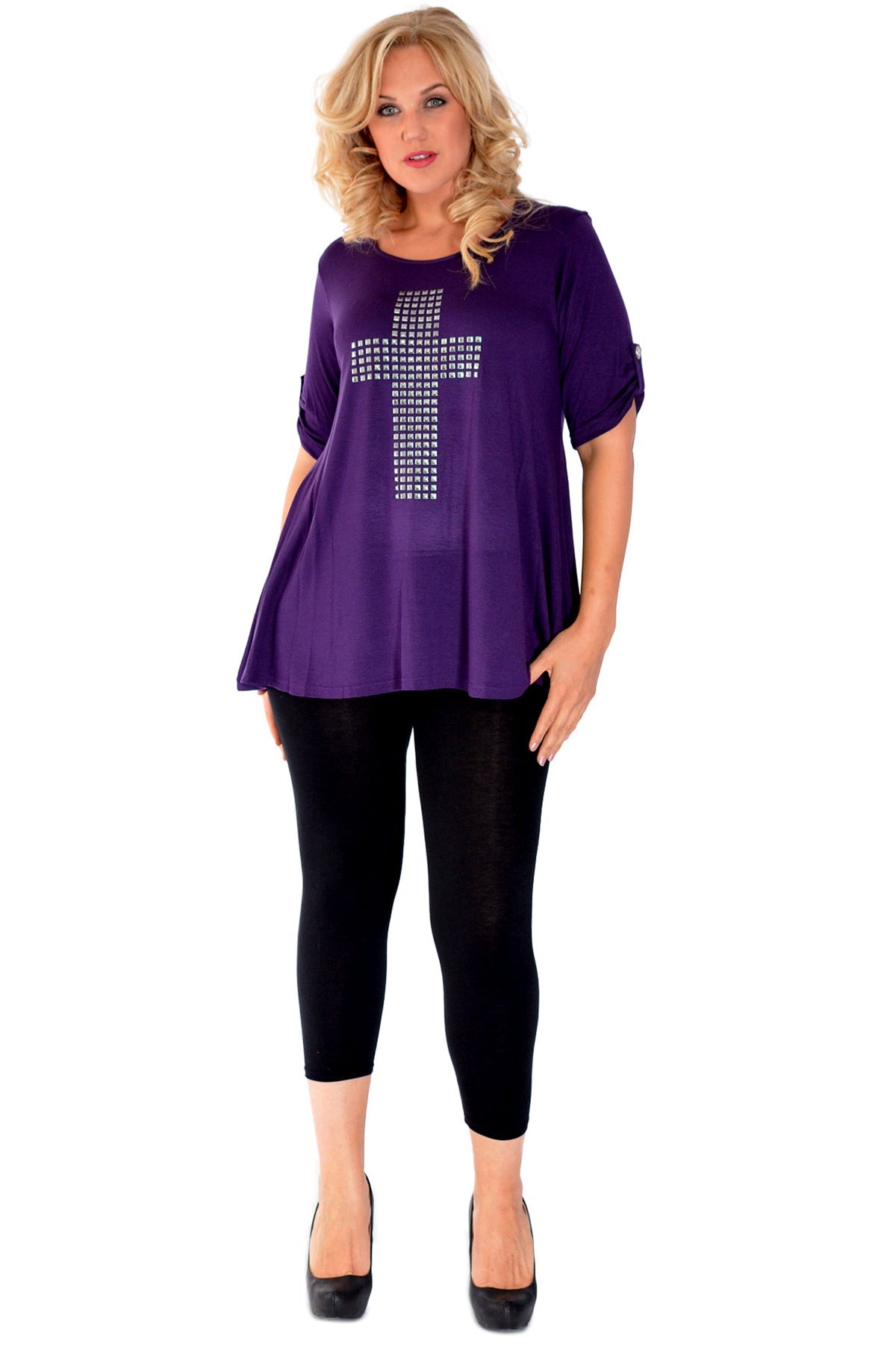 Cross Stud Short Sleeve Tunic Top Tops WearAll