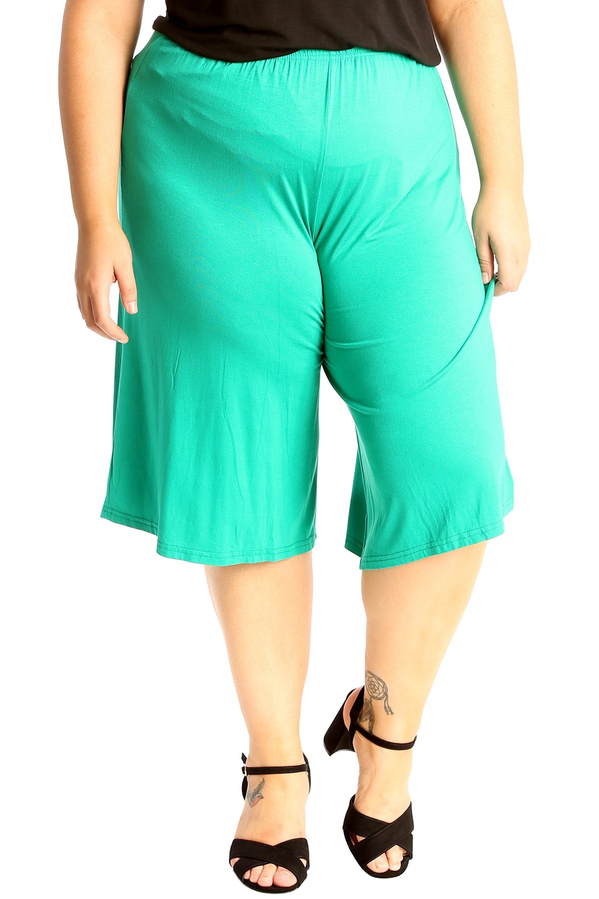 Plus Size Plain Viscose Culottes Shorts WearAll