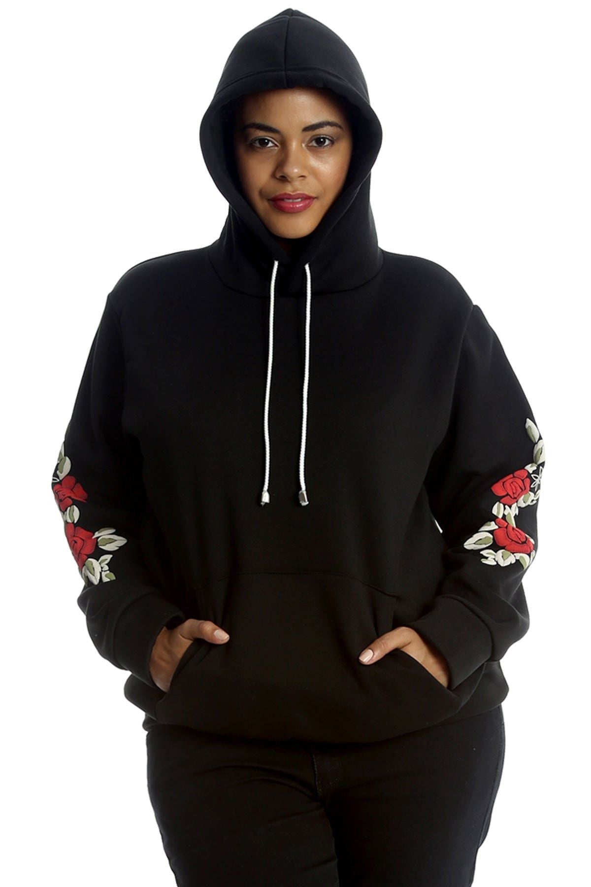 Embroidered Pouch Pocket Sweatshirt Tops WearAll Black 16-18