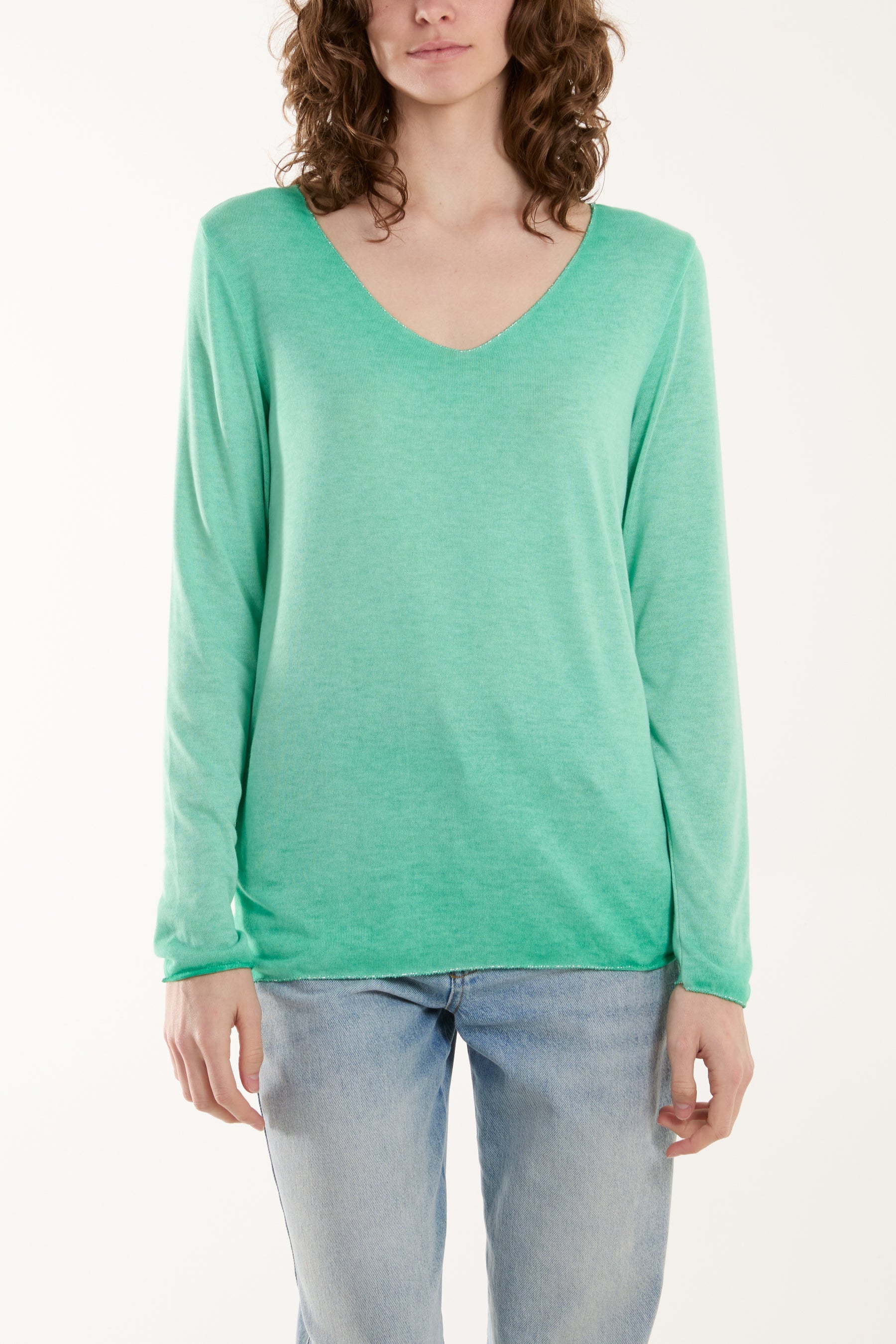 Acid Wash Shimmer Edge Fine Jumper Jumpers WearAll Jade One Size