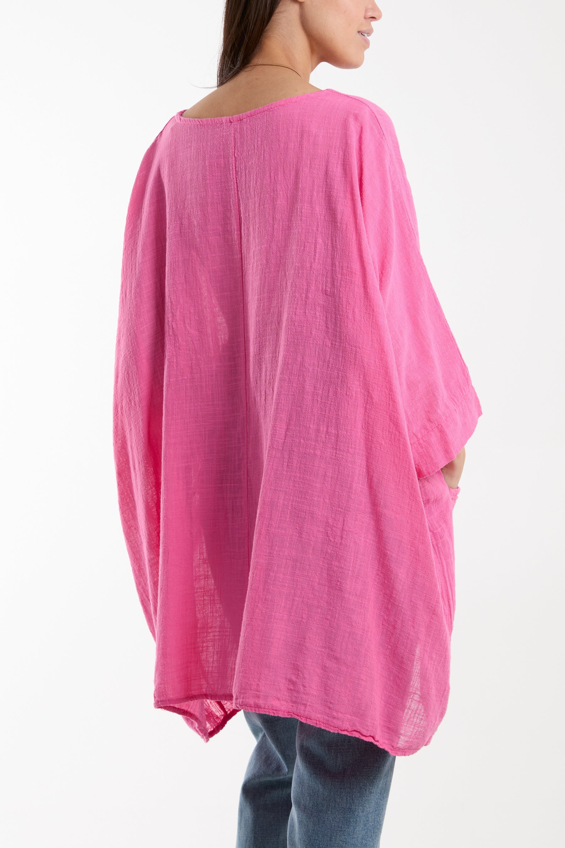 Cotton Mix Necklace Pockets Top Tops WearAll