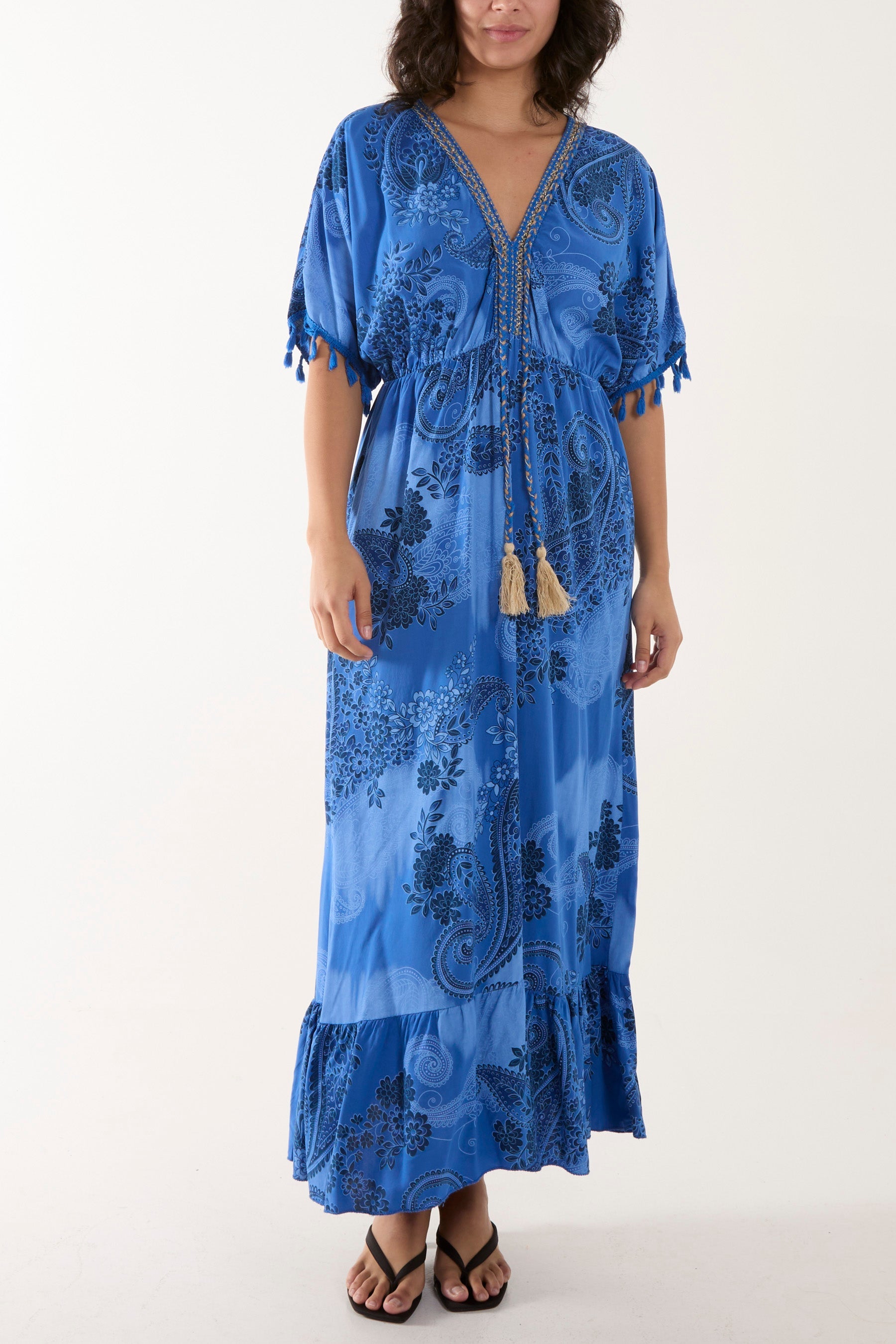 Tassel Paisley Print Maxi Dress Dresses WearAll