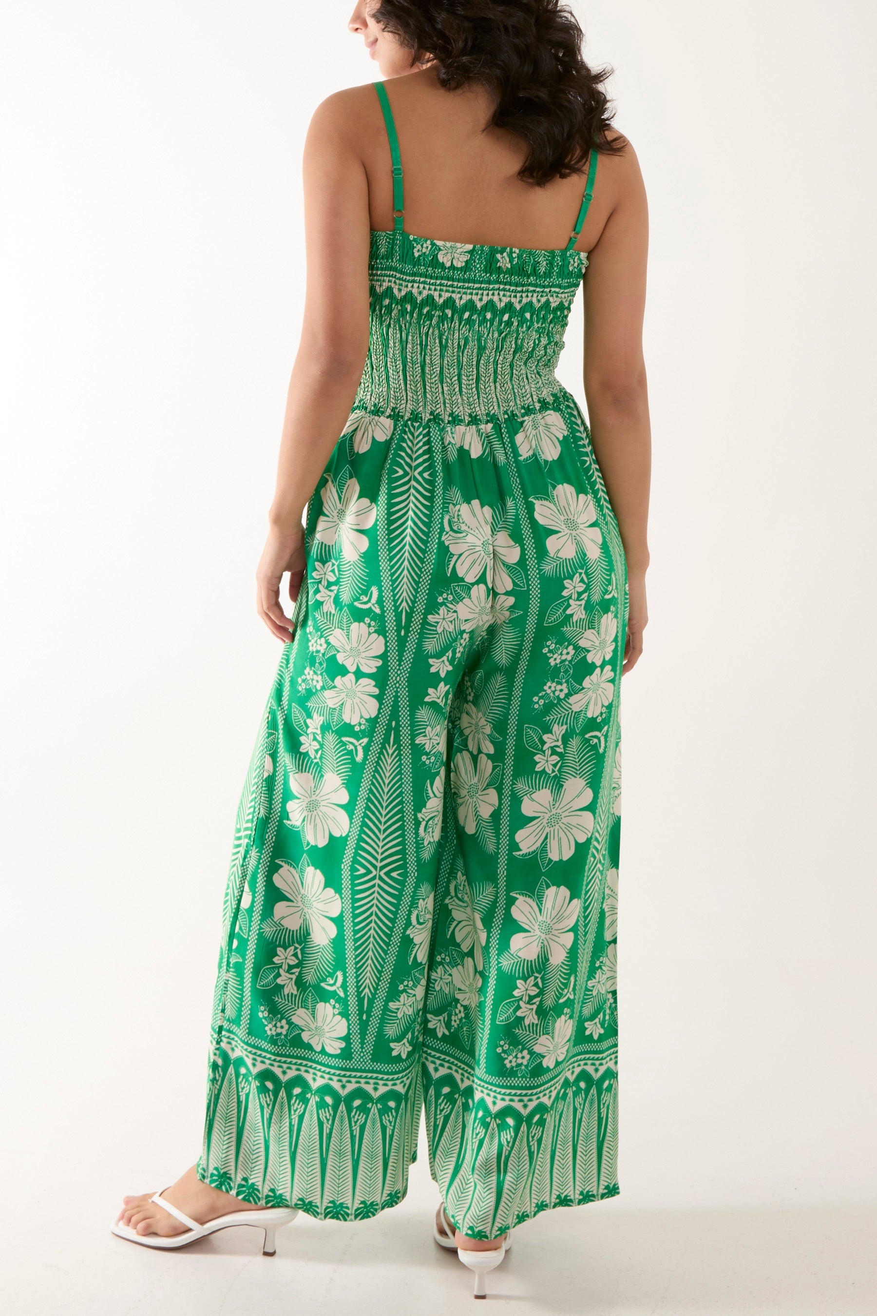 Floral Print Shirred Bust Cami Jumpsuit Jumpsuits WearAll