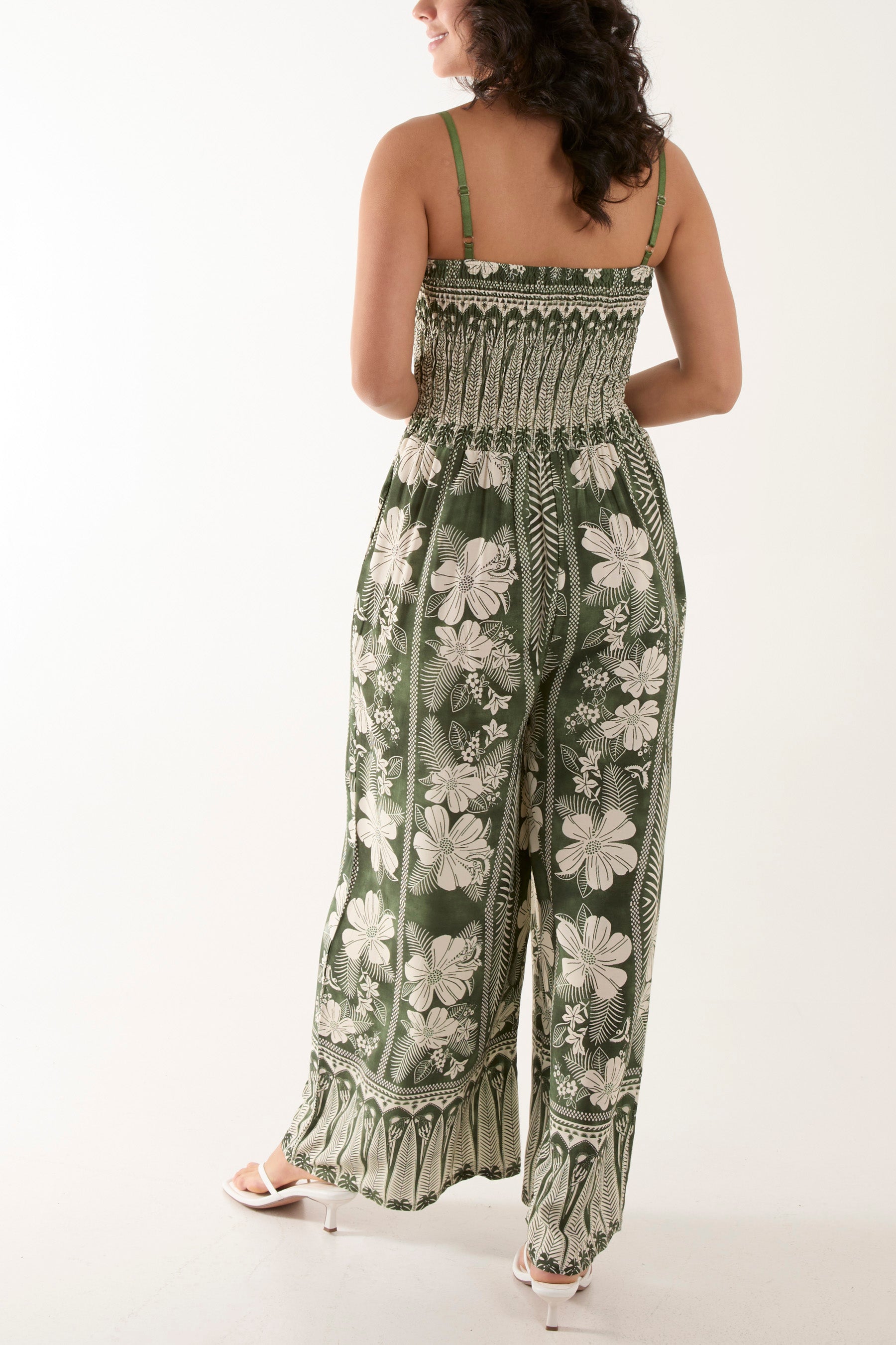 Floral Print Shirred Bust Cami Jumpsuit Jumpsuits WearAll