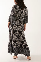 Shirred Waist Border Print Dress Dresses WearAll