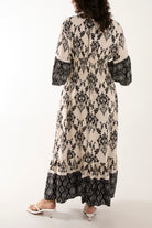 Shirred Waist Border Print Dress Dresses WearAll