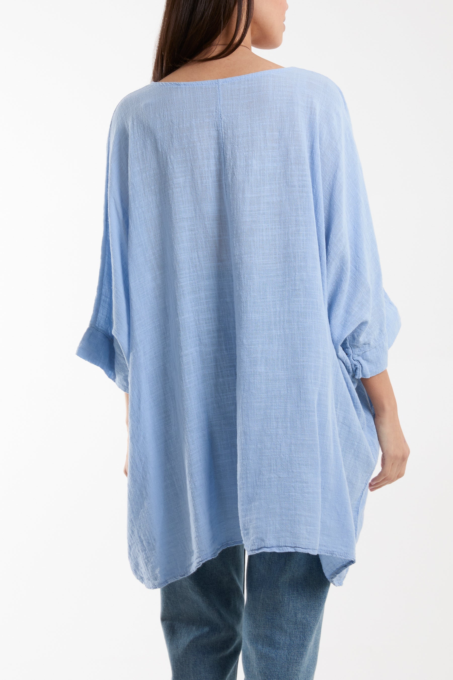 Cotton Mix Necklace Pockets Top Tops WearAll