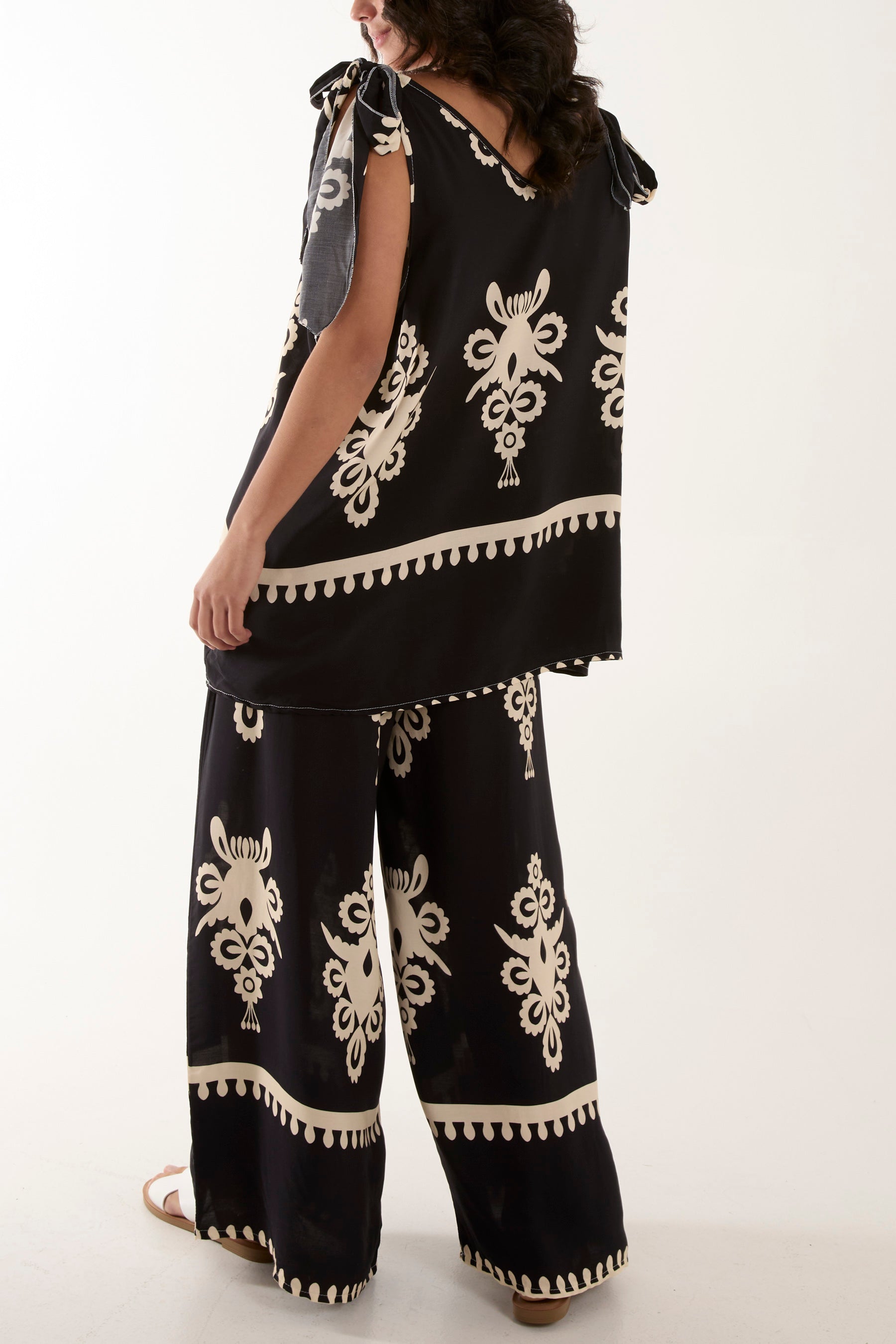 Tie Shoulder Vest & Trouser Printed Co-Ord Sets WearAll