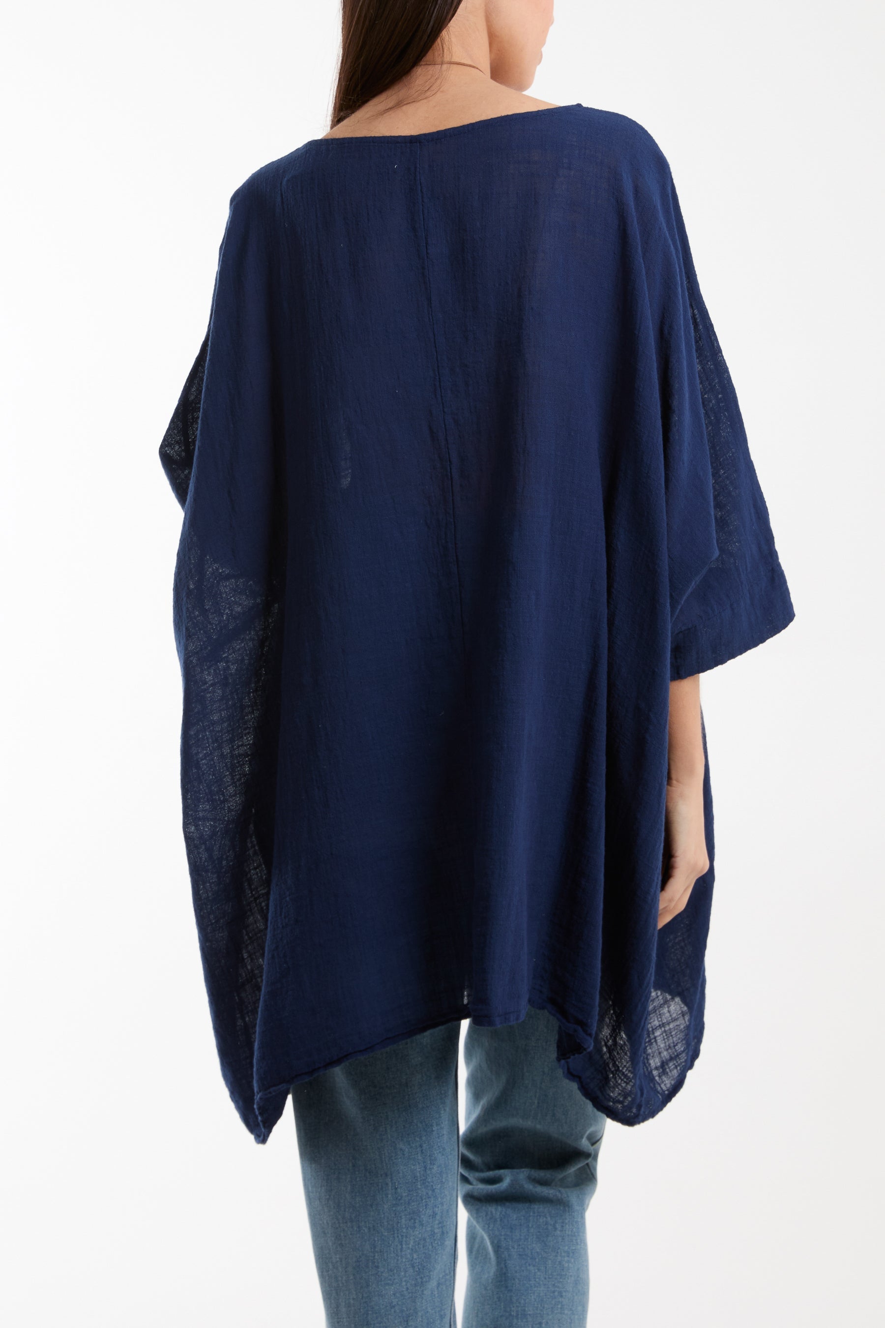 Cotton Mix Necklace Pockets Top Tops WearAll