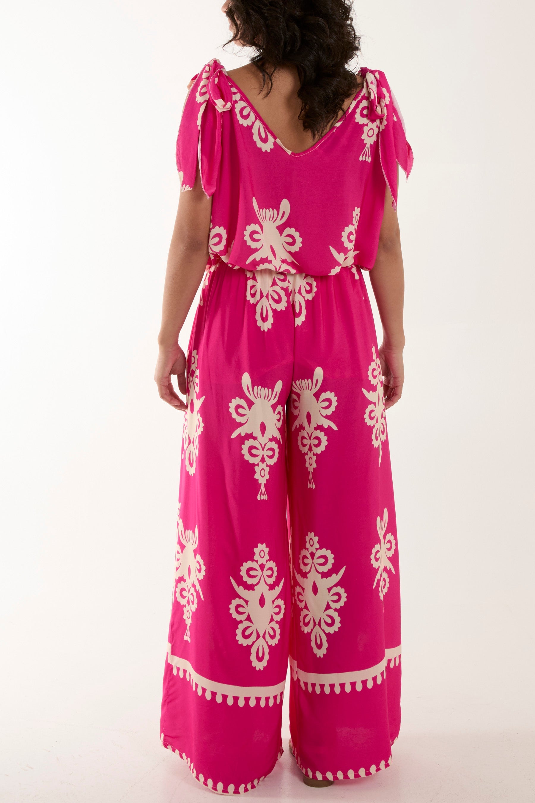 Tie Shoulder Vest & Trouser Printed Co-Ord Sets WearAll