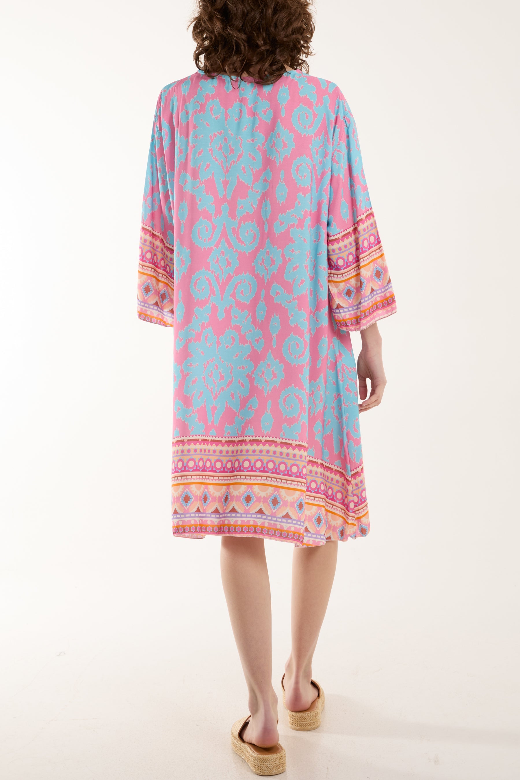 Embroidery V-Neck Printed Tunic Dress Dresses WearAll