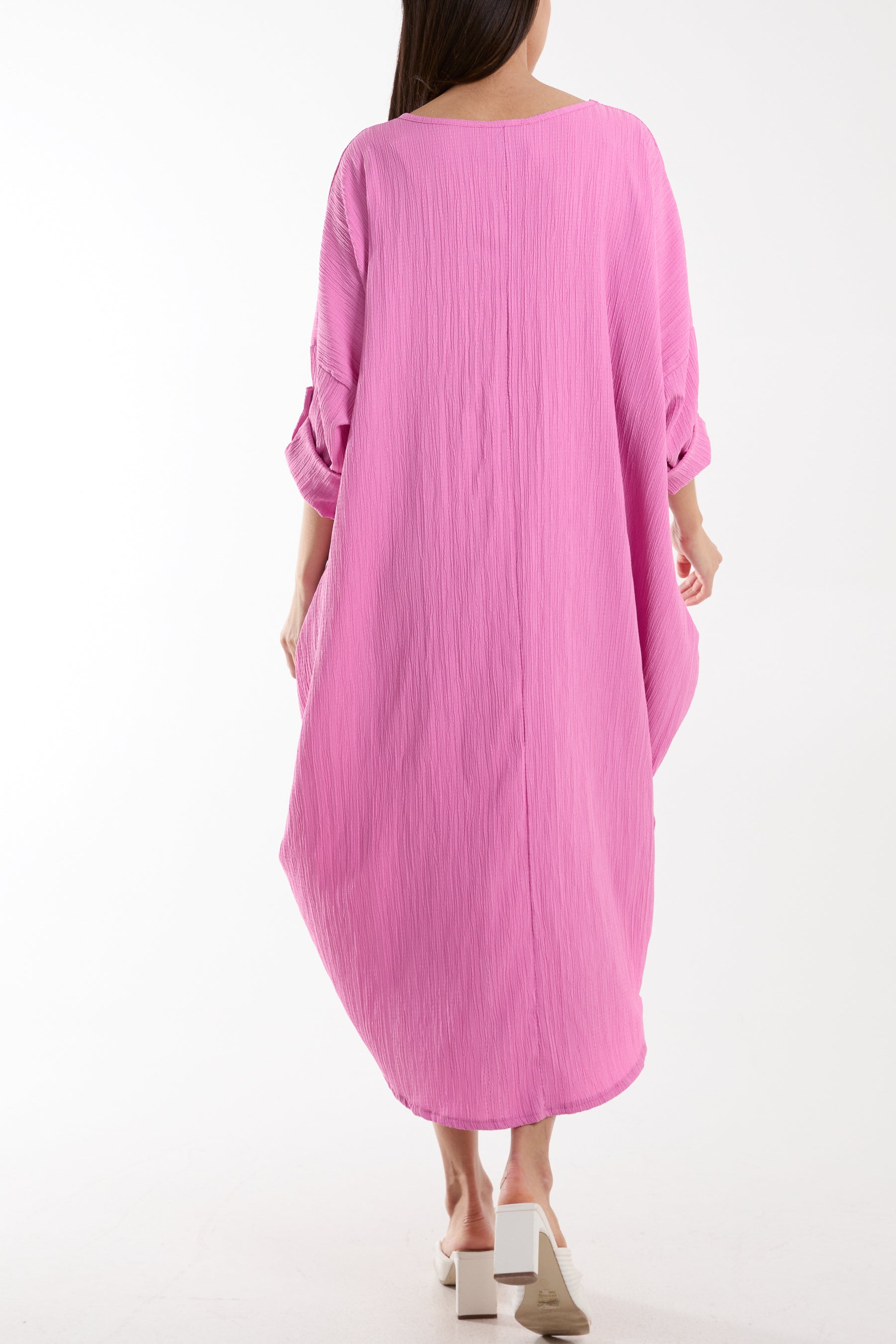 Crinkle Cocoon Midi Dress w/ Pockets Dresses WearAll