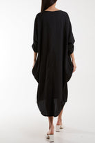 Crinkle Cocoon Midi Dress w/ Pockets Dresses WearAll