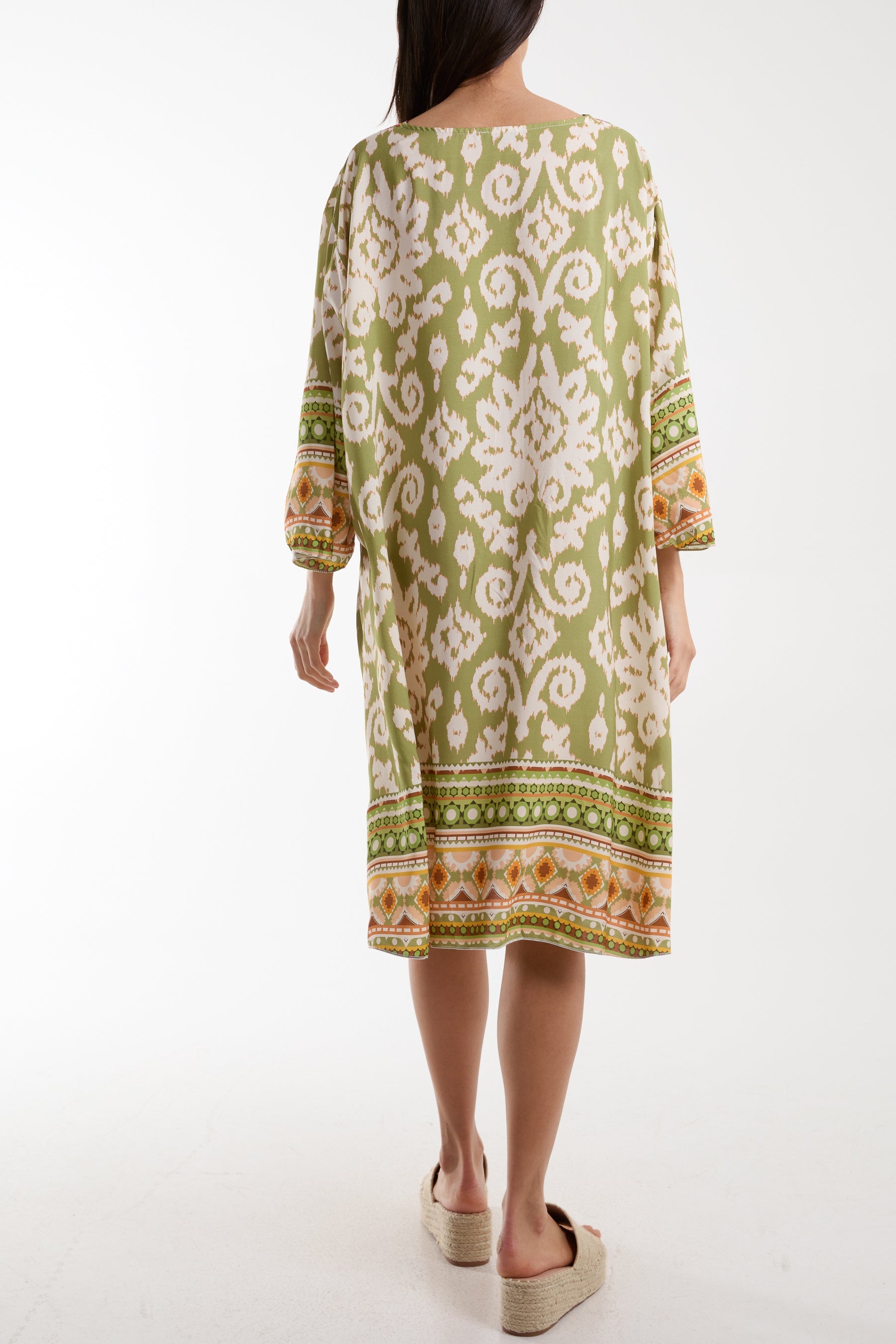 Embroidery V-Neck Printed Tunic Dress Dresses WearAll