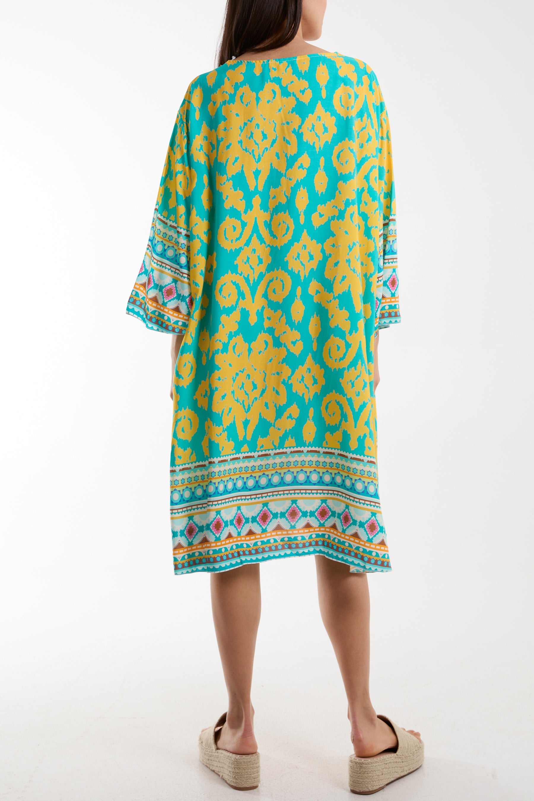 Embroidery V-Neck Printed Tunic Dress Dresses WearAll