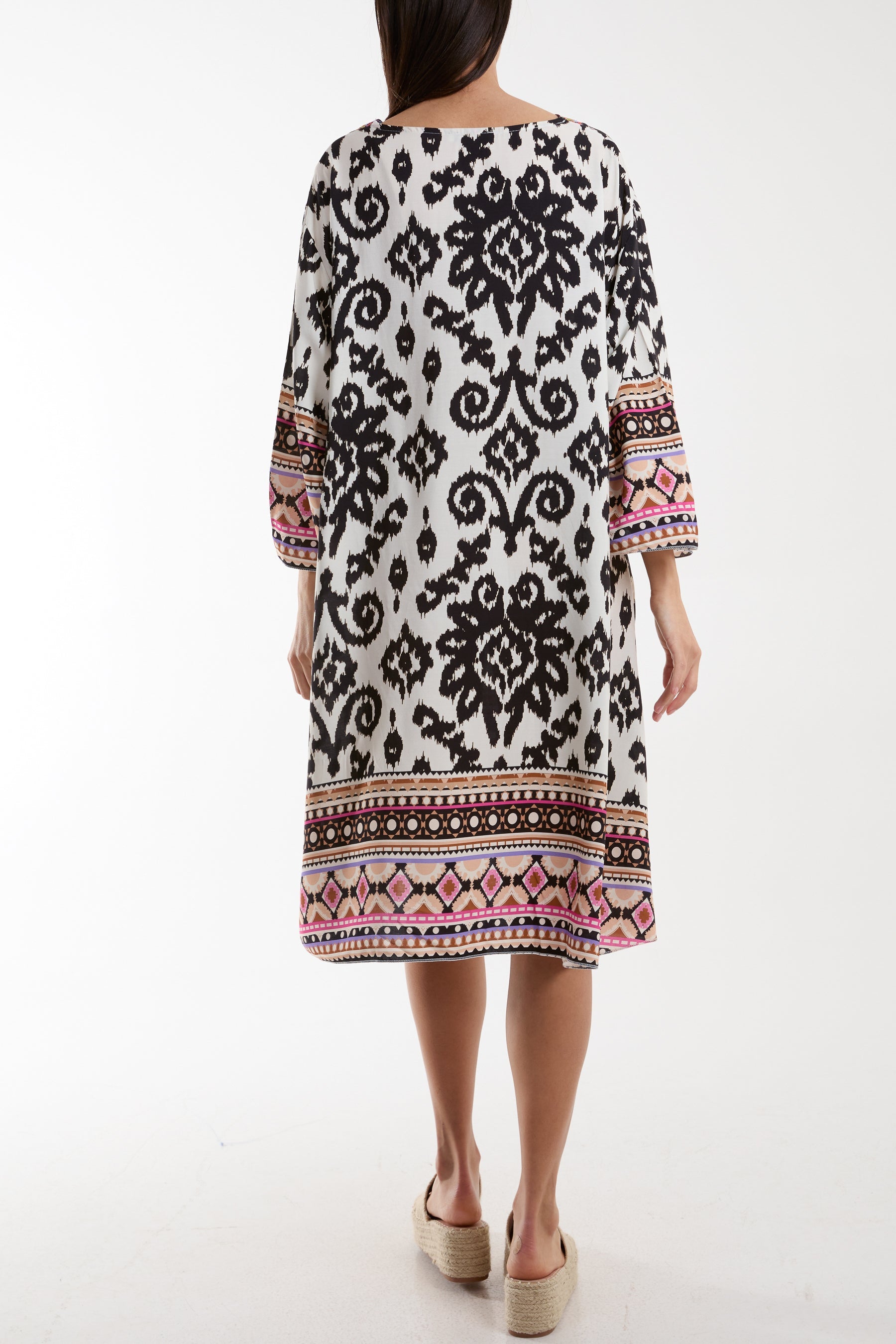 Embroidery V-Neck Printed Tunic Dress Dresses WearAll