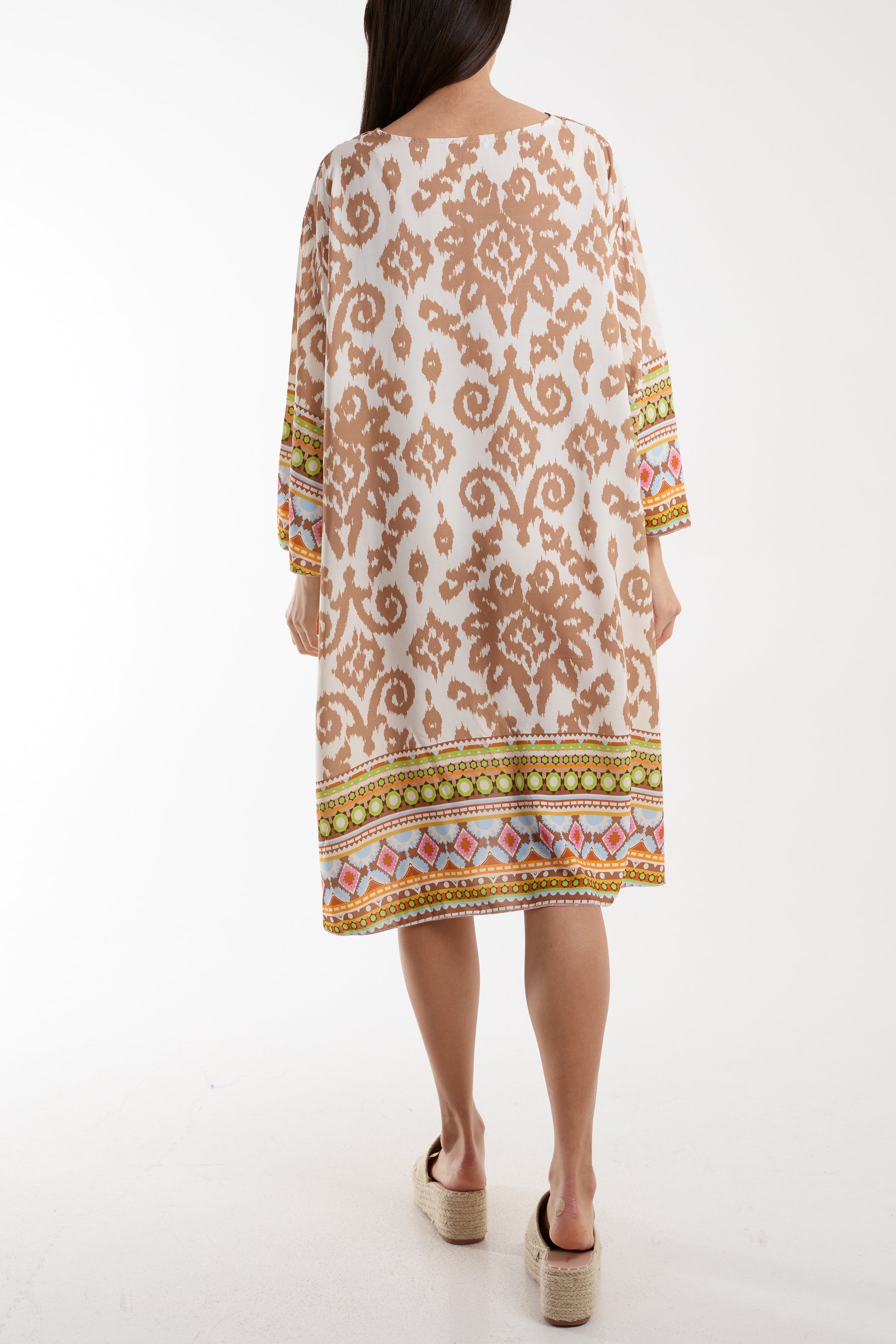Embroidery V-Neck Printed Tunic Dress Dresses WearAll