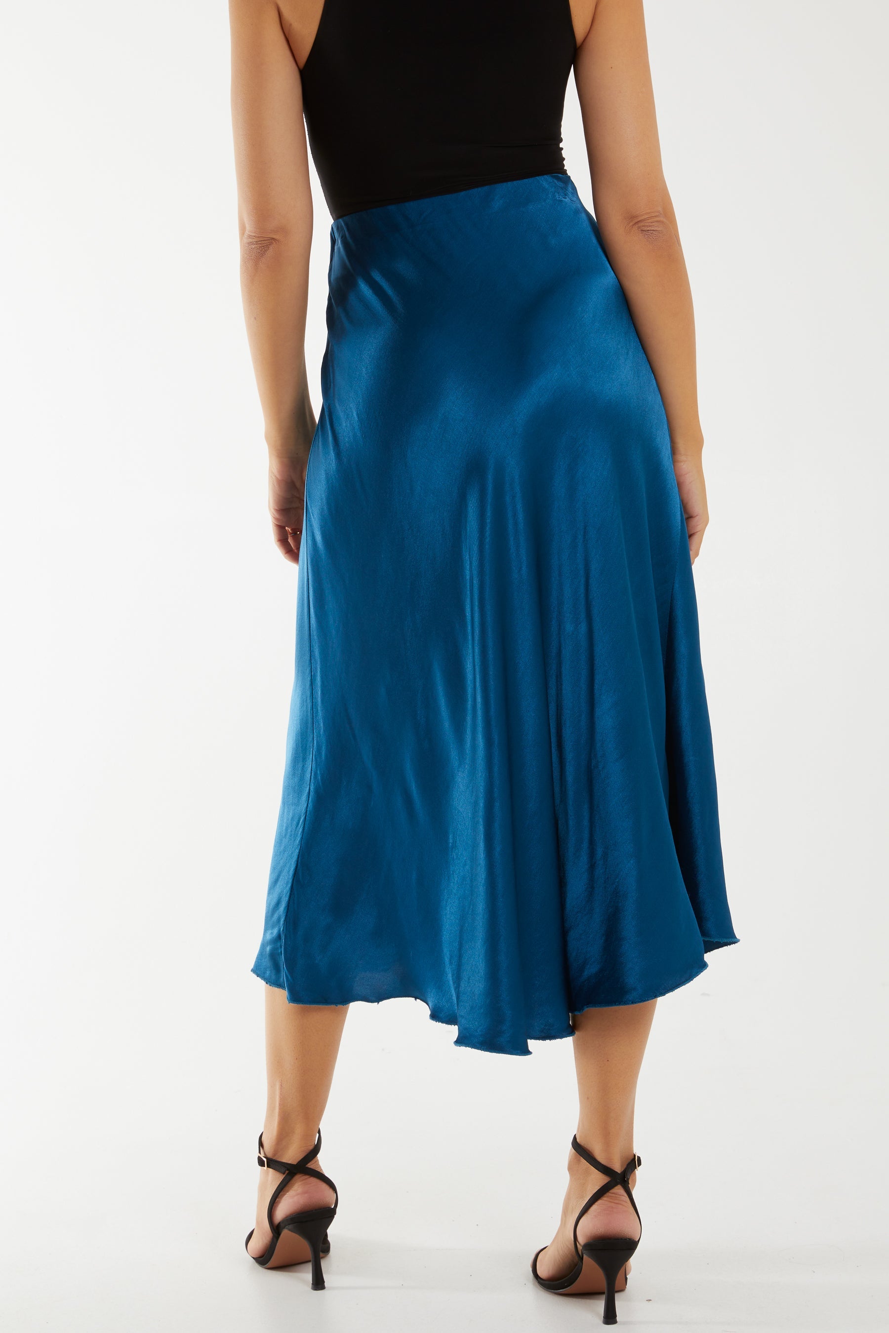 Waistband Satin Midi Skirt Skirts WearAll