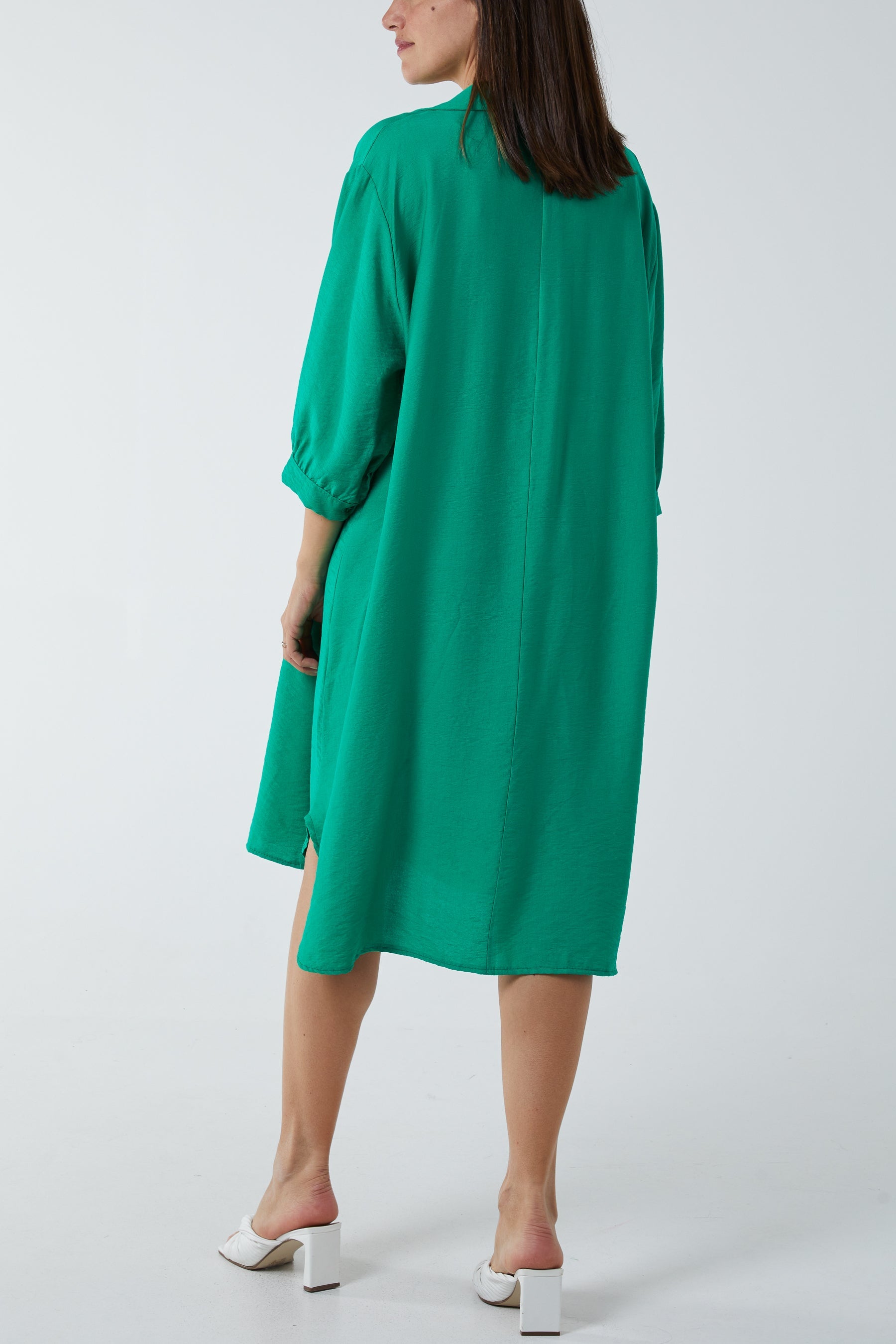 V-Neck Collared Midi Dress DMF2 WearAll