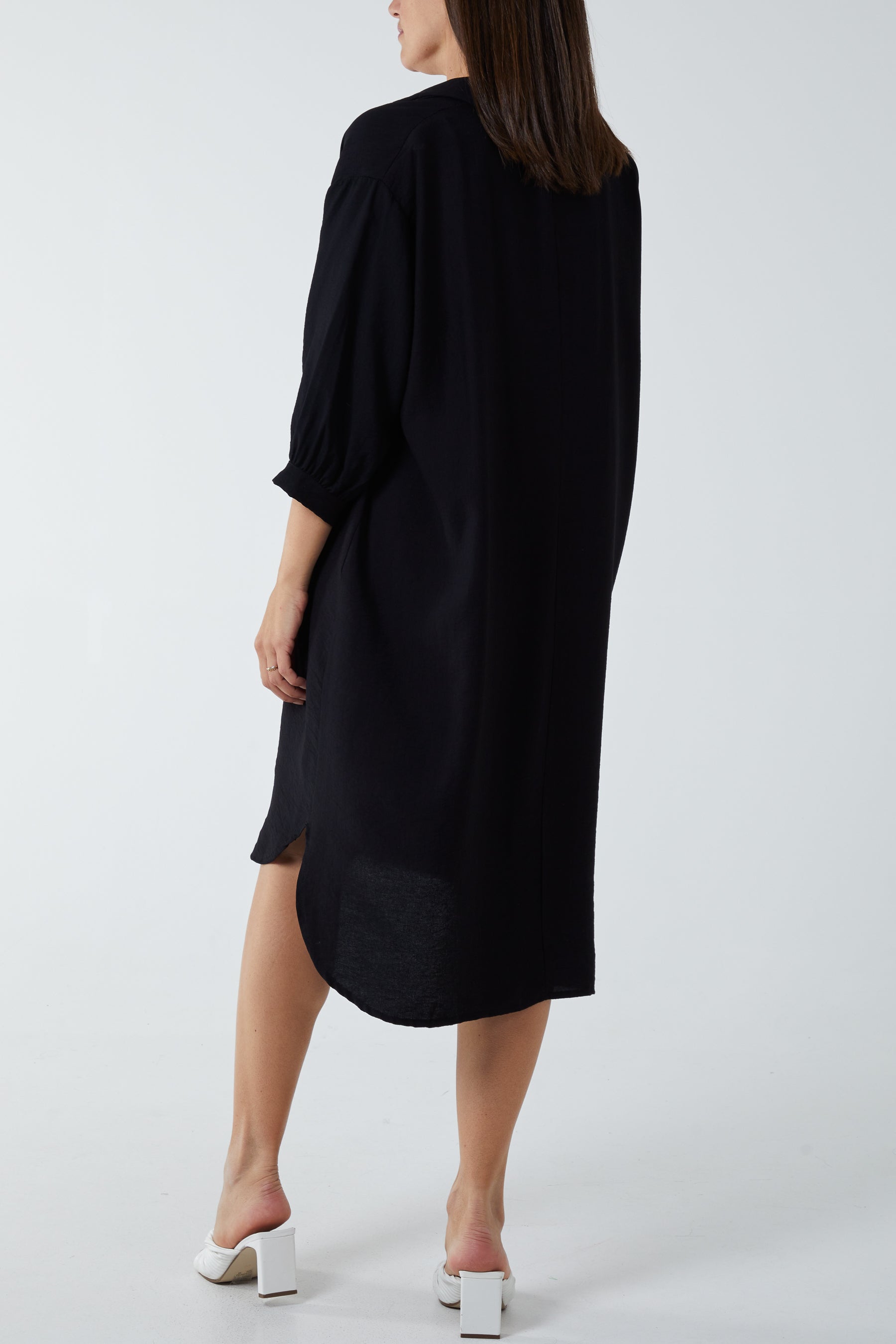 V-Neck Collared Midi Dress DMF2 WearAll